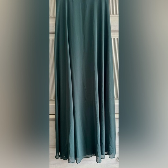 BILL LEVKOFF Bridesmaid Dress Spaghetti Strap Ruffle Evegreen Style 7102. 8 - Picture 8 of 12